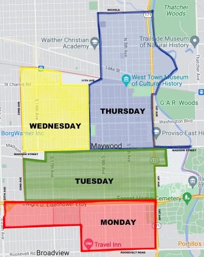 Maywood Waste Collection Map